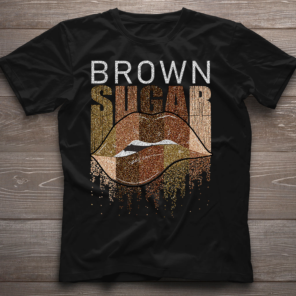 Brown Sugar - African American T-shirt and Hoodie With Faux Glitter Print 1121