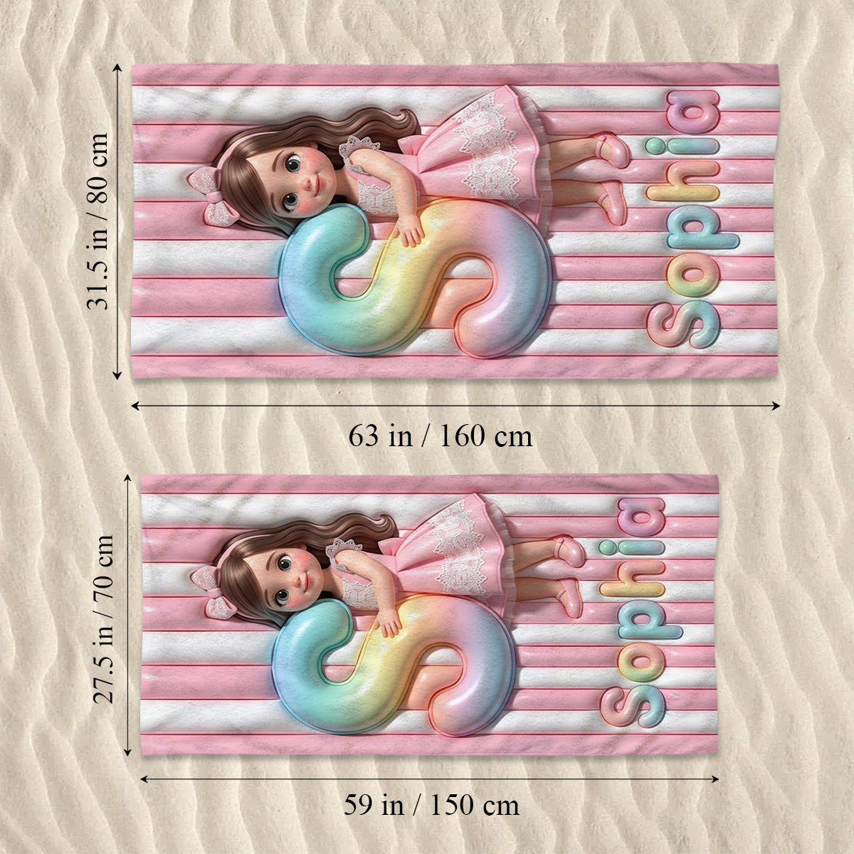 Kids Summer Letter - Personalized Kid Quick-dry Beach Towel/ Bath Towel