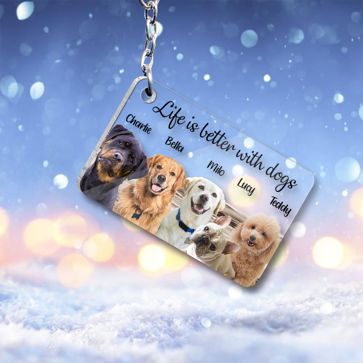 Life Is Better With Dogs Cats - Personalized Dog Transparent Keychain