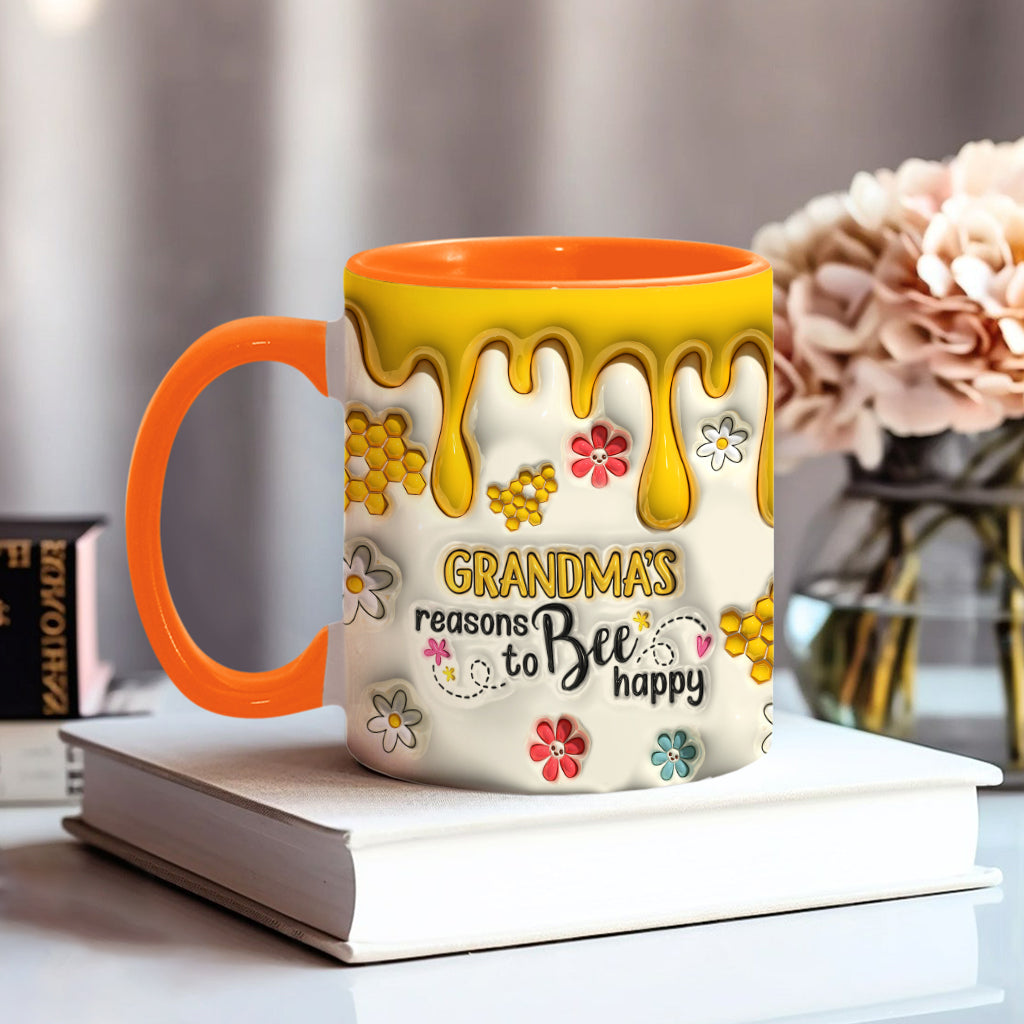 Grandma's Reasons To Bee Happy - Personalized Grandma Accent Mug