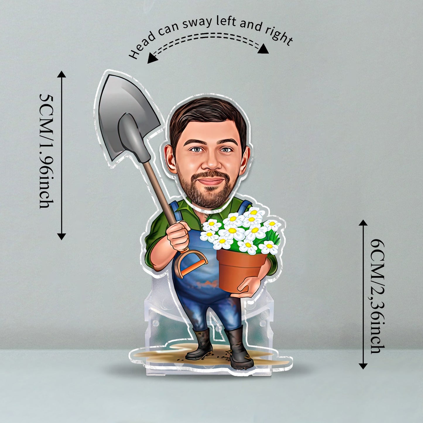 Gardener Caricature - Personalized Gardening Custom Shaking Head