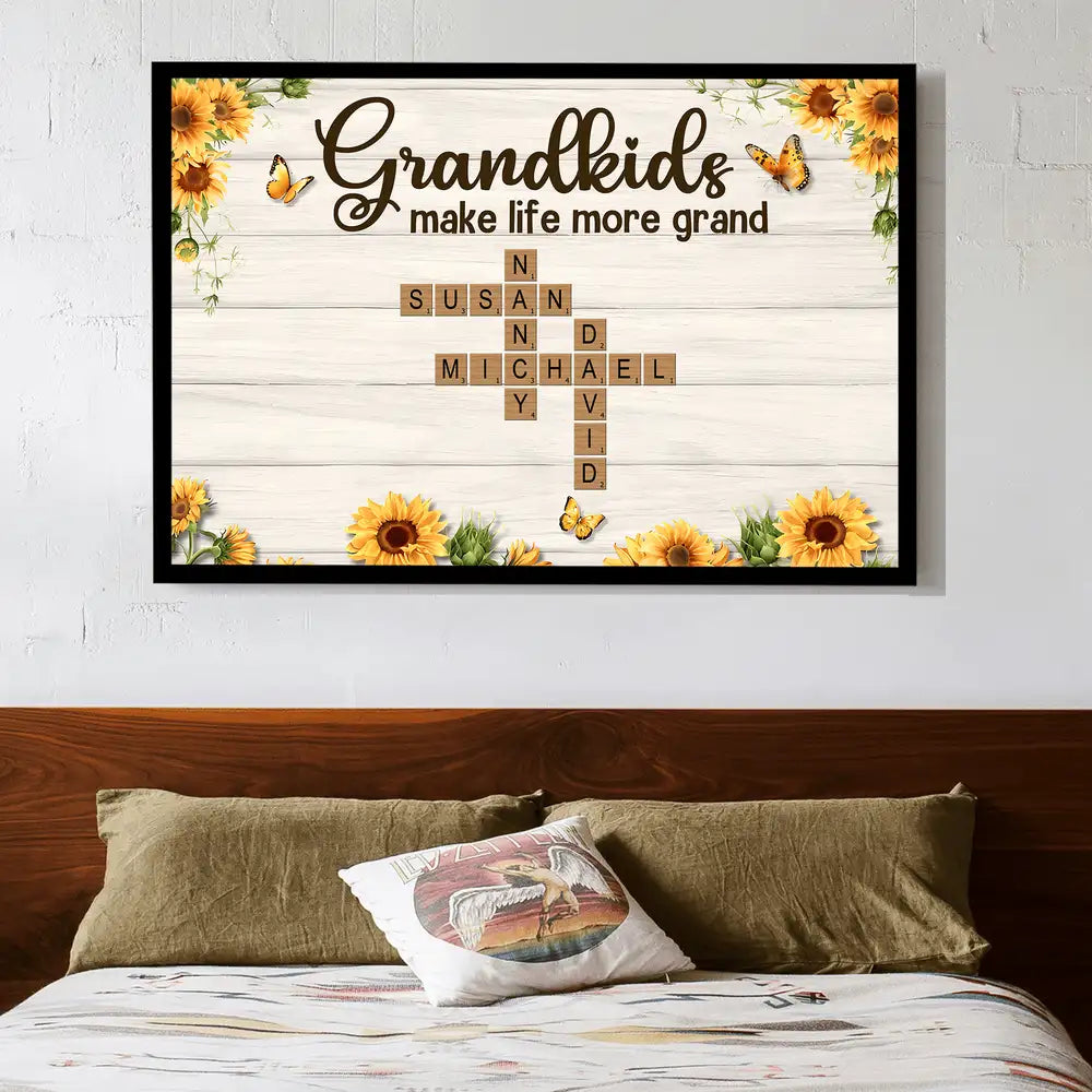Custom Poster or Canvas with 'Grandkids Make Life More Grand' Design