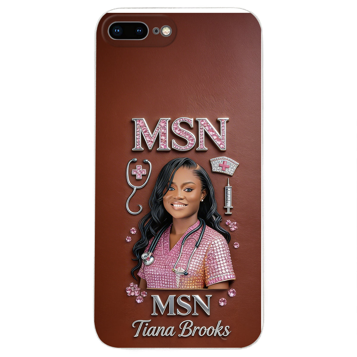 Any Title - Gifts For Nurse, Doctor - Personalized Nurse 3D Embossed Leather Phone Case