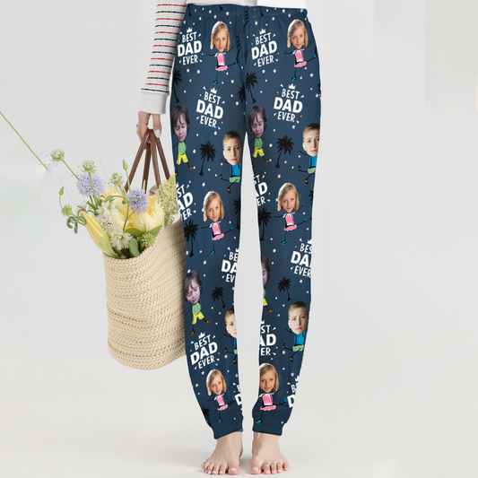 Personalized Sweatpants & Blanket – Best Dad Ever Custom Photo Gift for Father’s Day & Christmas
