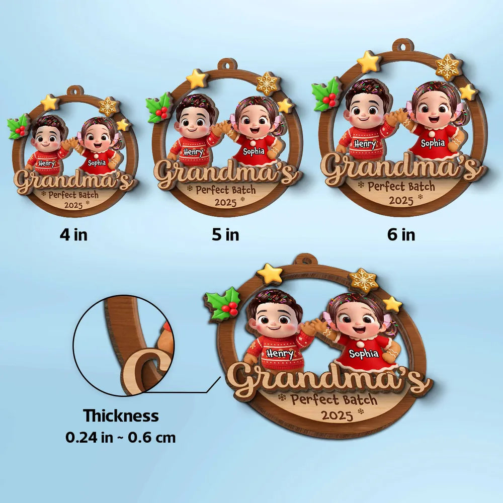 Personalized Wooden Ornament for Grandma - 2-Layer Cookie Design, Easy to Hang, Heartwarming Christmas Keepsake Gift
