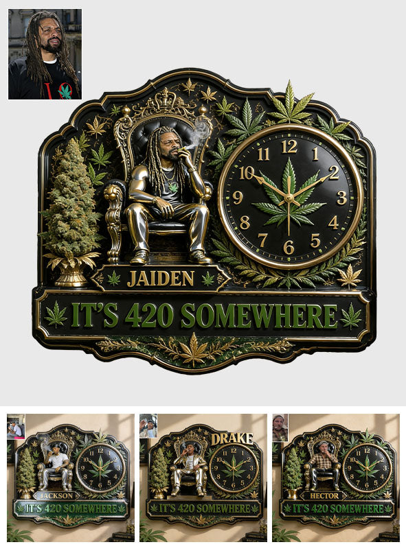 Any Photo It's 420 Here - Personalized Weed Acrylic Wall Clock