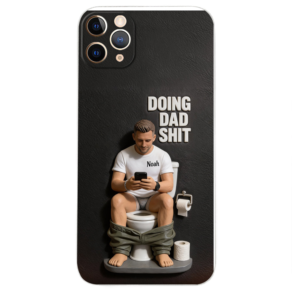 Doing Dad Shit - Personalized Father 3D Embossed Leather Phone Case