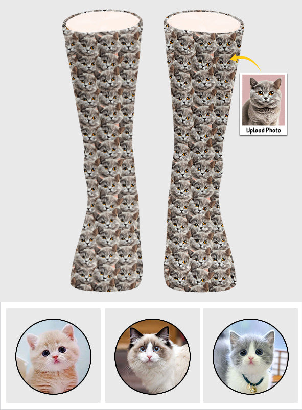 Customizable Printed Face - Personalized Cat Socks