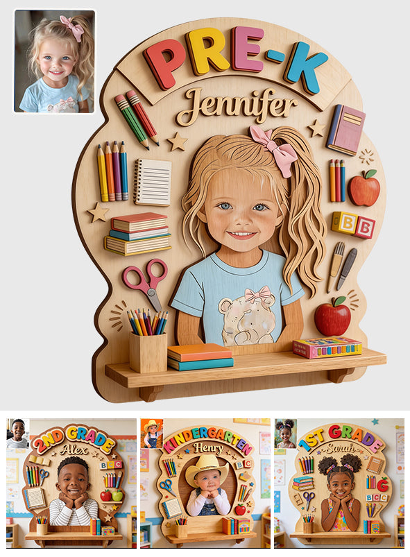 Back To School - Personalized Kid Wooden Floating Shelf