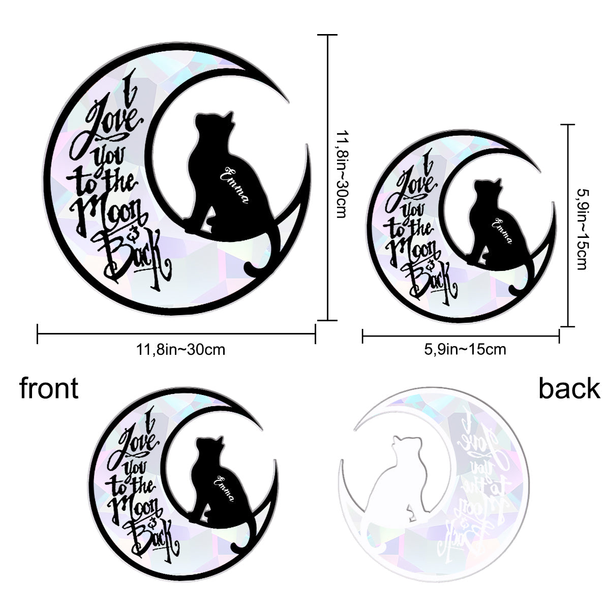I Love You To The Moon And Back - Personalized Cat Suncatcher Decal
