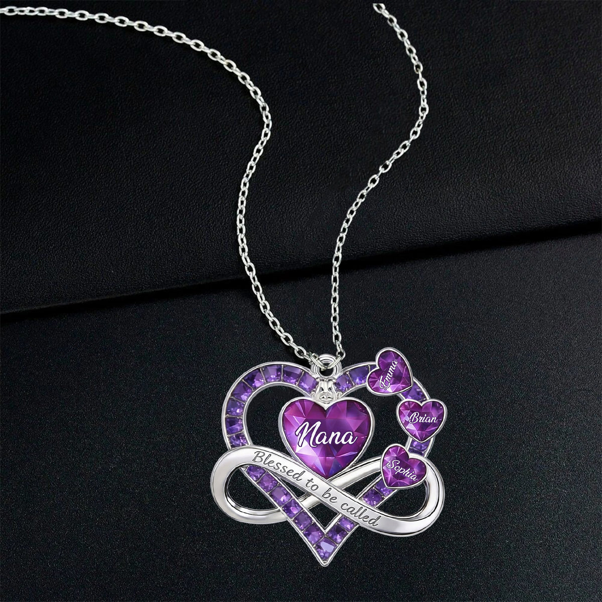 Blessed To Be Called Nana, Mama, Mom,... - Personalized Grandma Shaped Metal Pendant Necklace