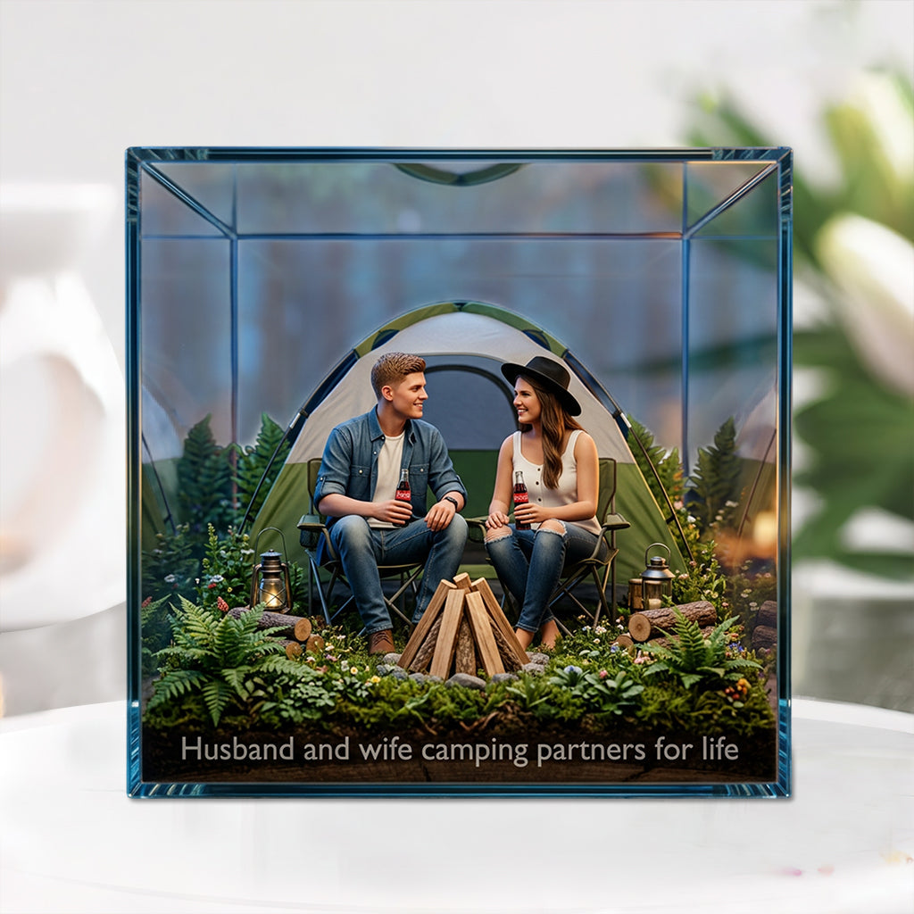Custom Camping Couple - Personalized Camping Custom Shaped Acrylic Plaque
