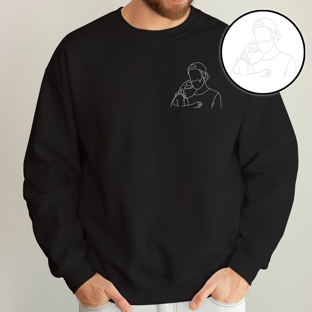 Custom Line Art - Personalized Uncle Embroidered Sweater