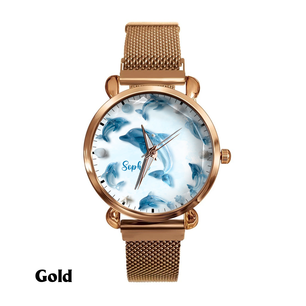 Glassy Dolphin - Personalized Dolphin Women Hand Watch