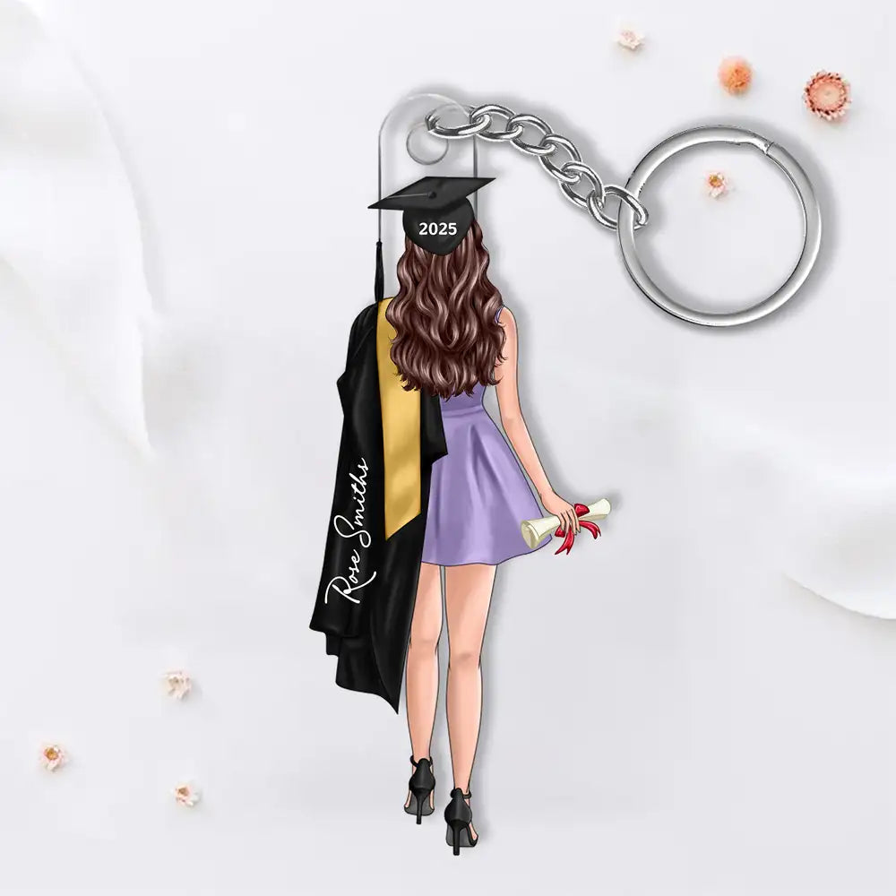 Custom Graduation Keychain with Name & Graduate Figure
