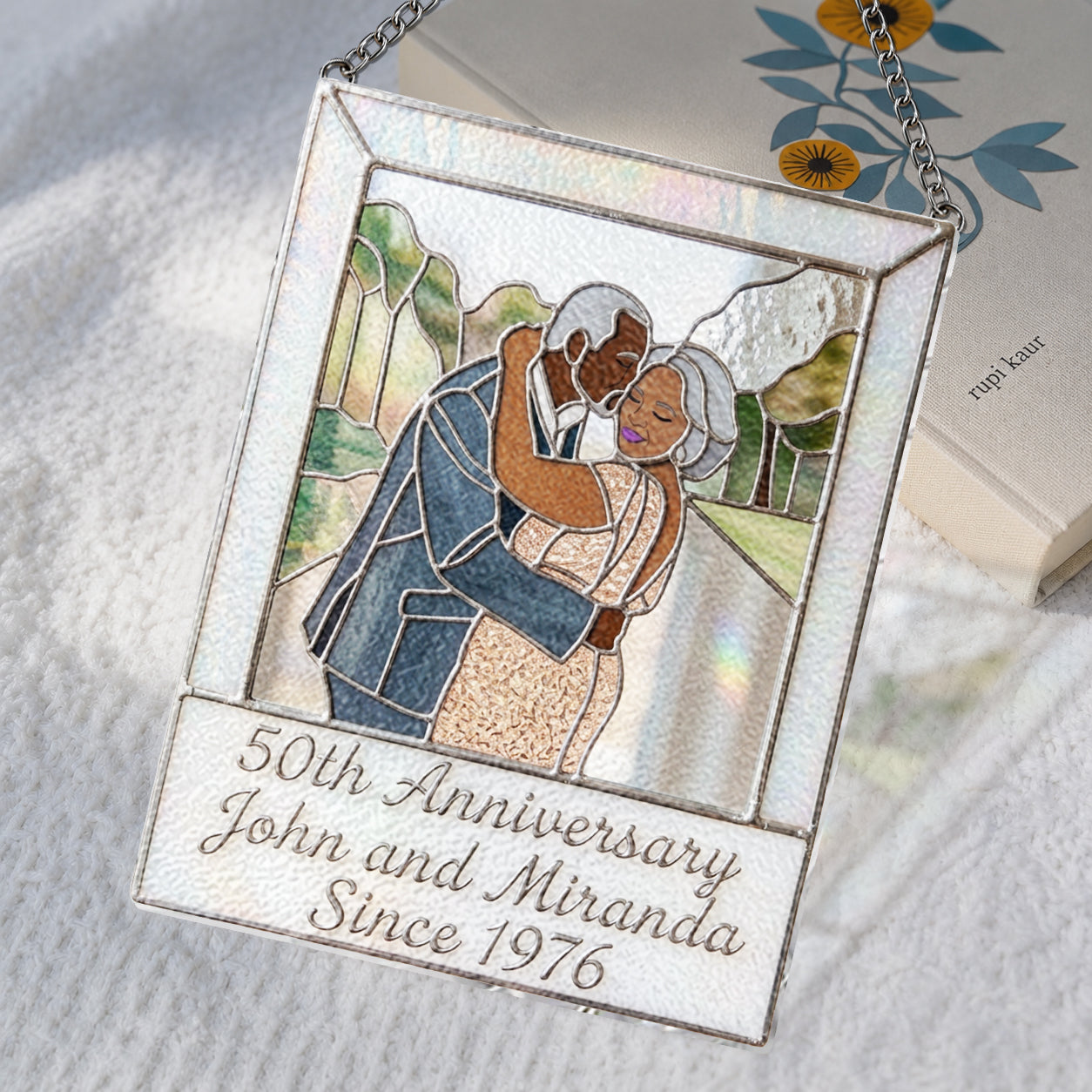Keep All Moments - Personalized Couple 3D Printed Glass Suncatcher