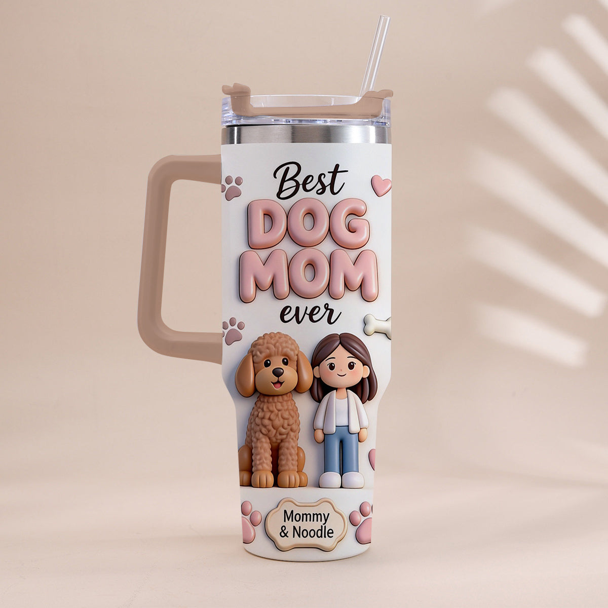 Best Pet Mom Ever - Personalized Dog Tumbler With Handle