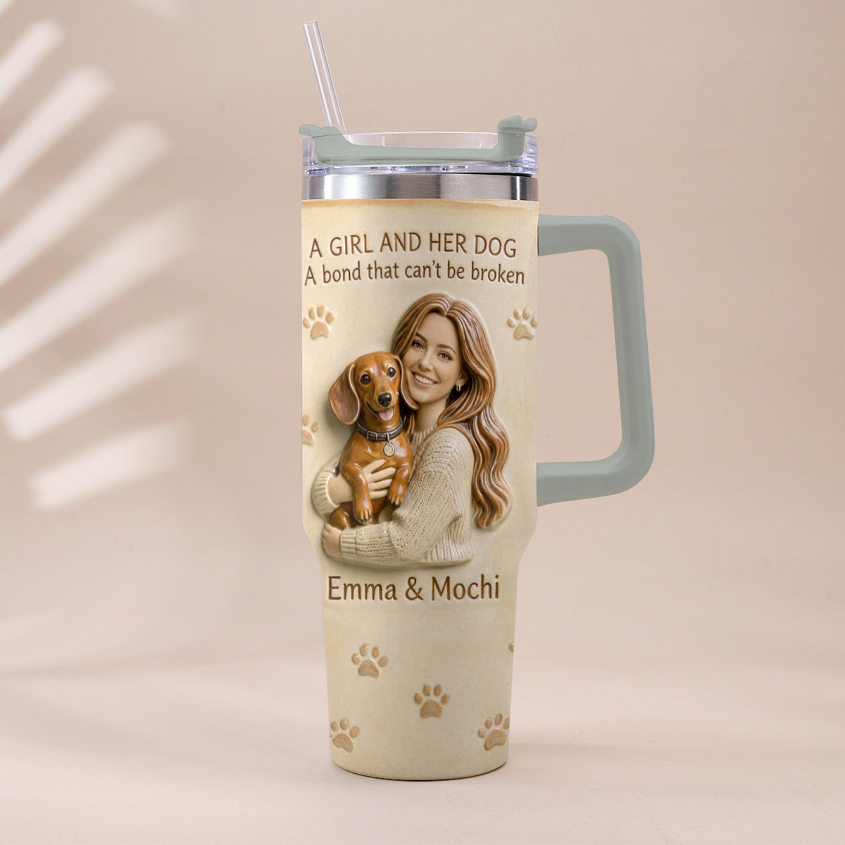 Always By My Side - Personalized Dog Tumbler With Plush Charm