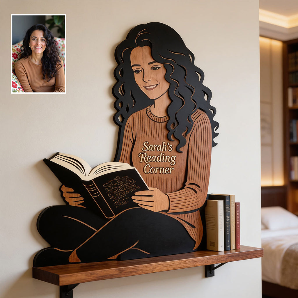 Book Worm - Personalized Book Wooden Floating Shelf
