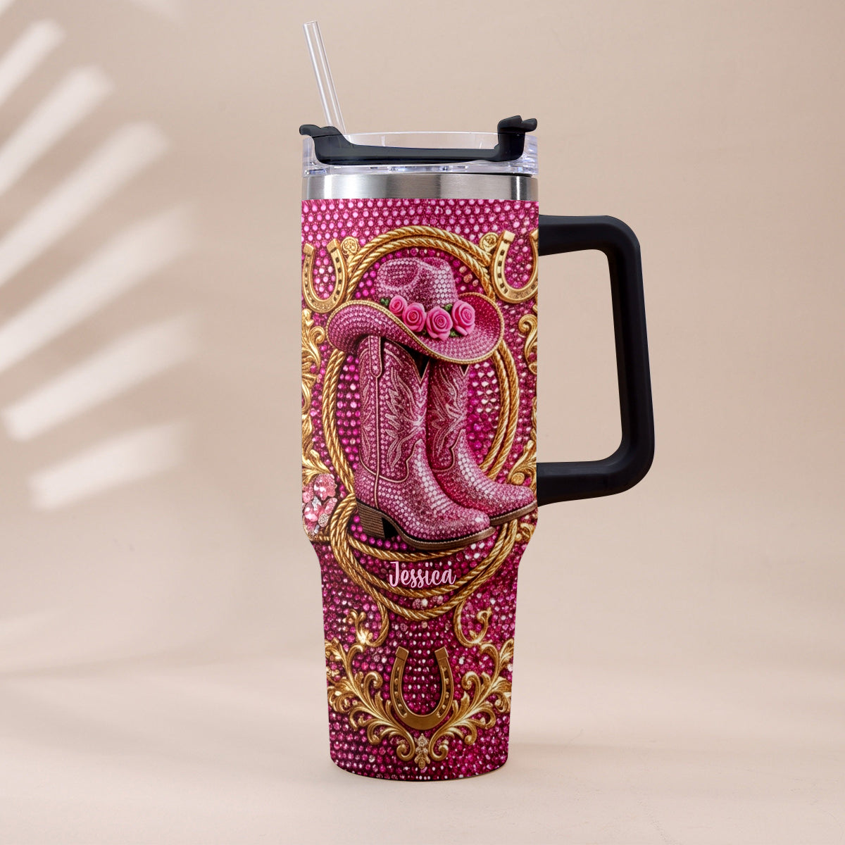 Cowgirl Boots - Personalized Cowgirl Tumbler With Plush Charm