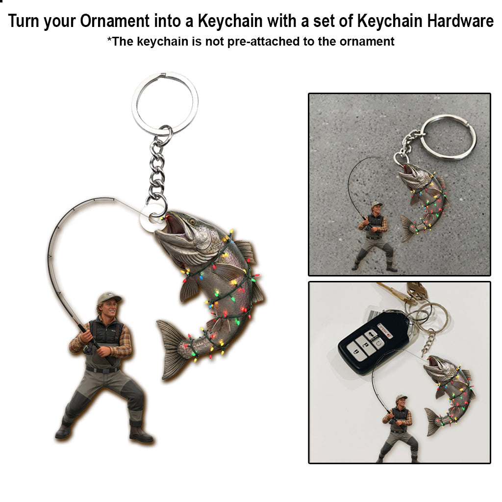 Hooked on Christmas - Personalized Fishing Ornament