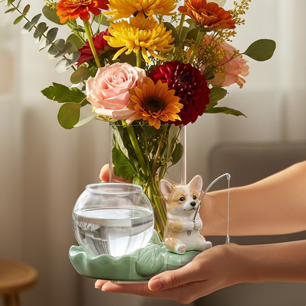 Cute Fishing Planter - Personalized Cat Acrylic Pot