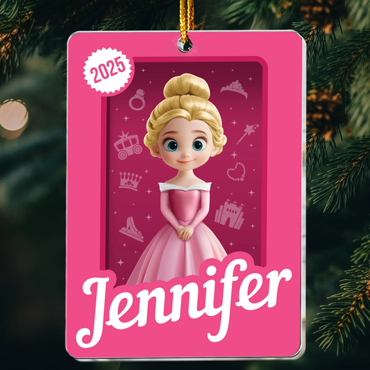 Acrylic Ornament with Cute Princess Artwork, Customizable Kids Keepsake for the Tree - Creative Gift She Will Love