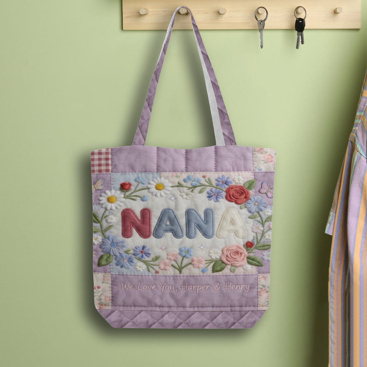 Custom Any Title - Personalized Mother Quilted Tote Bag