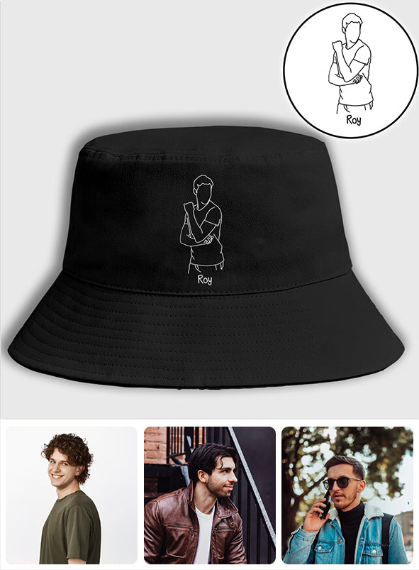 Custom Photo - Personalized Son Embroidered Bucket Hat