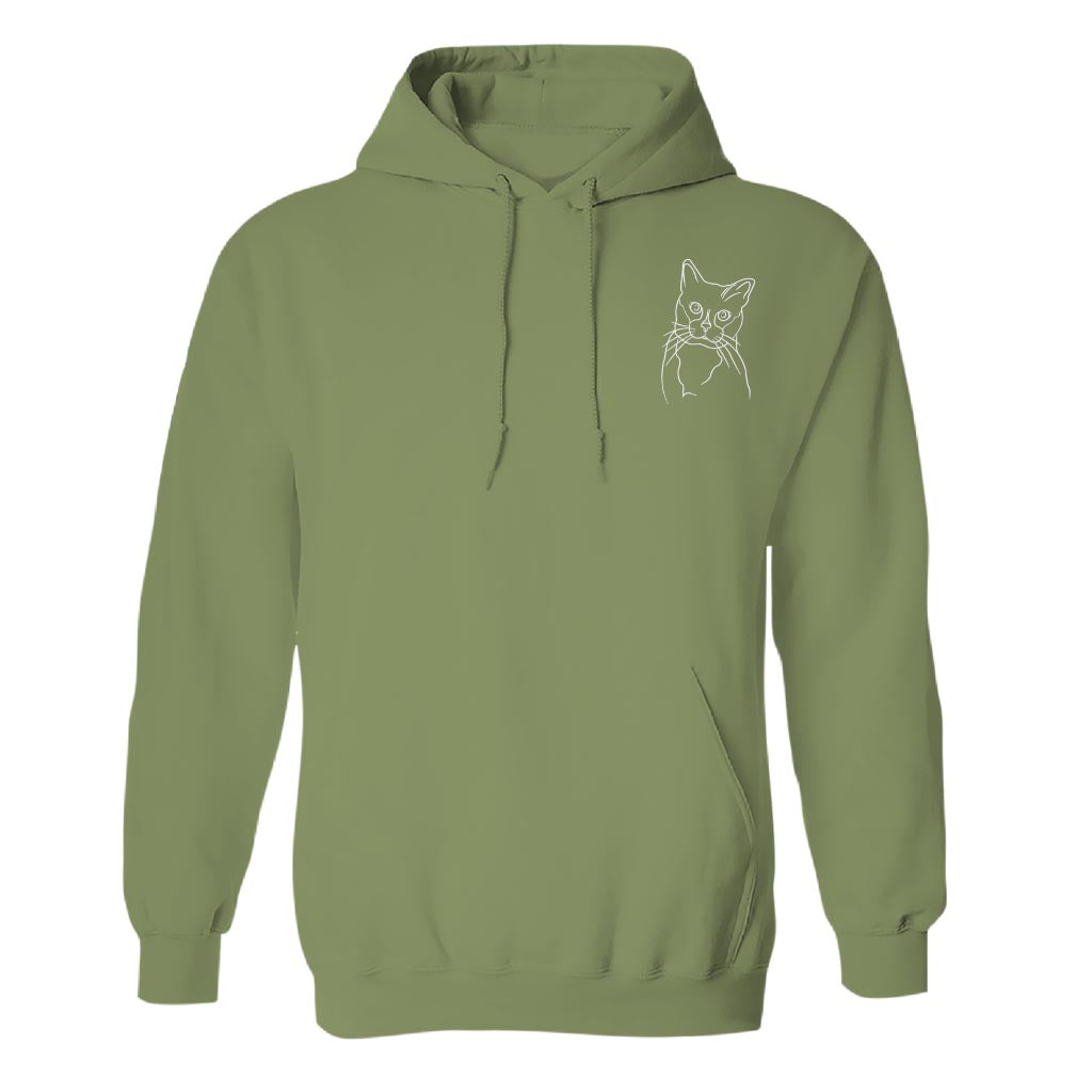 Custom Line Art - Personalized Cat Embroidered Hoodie