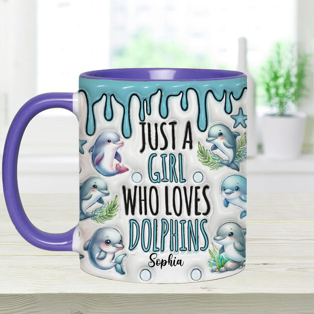 Just A Girl Who Loves Dolphins - Personalized Dolphin Accent Mug