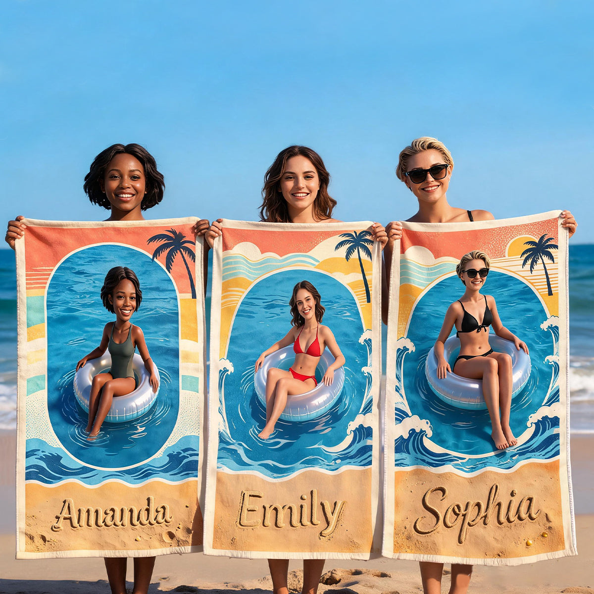 Custom From Photo Retro Summer Beach - Personalized Sea Lover Quick-dry Beach Towel/ Bath Towel