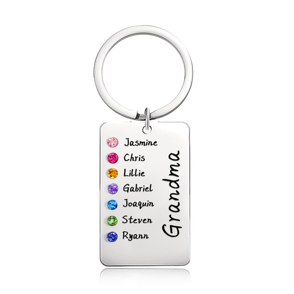 Custom Birthstone For Grandma, Mom - Gift for grandma, mom - Personalized Birthstone Keychain