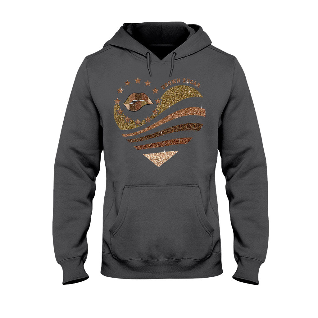 Brown Sugar - African American T-shirt and Hoodie With Faux Glitter Print 112021