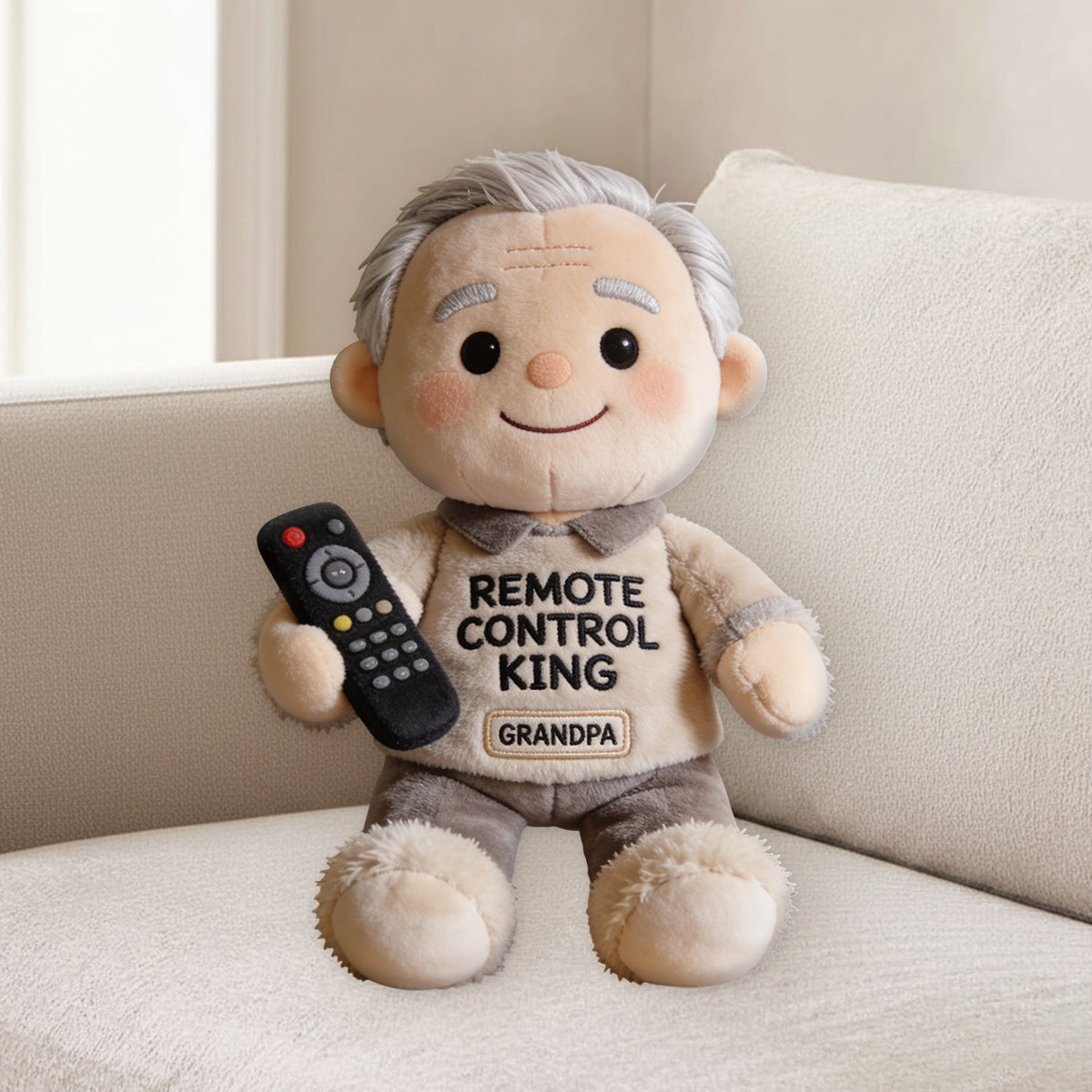 Funny Dad Papa Gift - Remote Control King - Personalized Father Premium Faux Fur Pillow