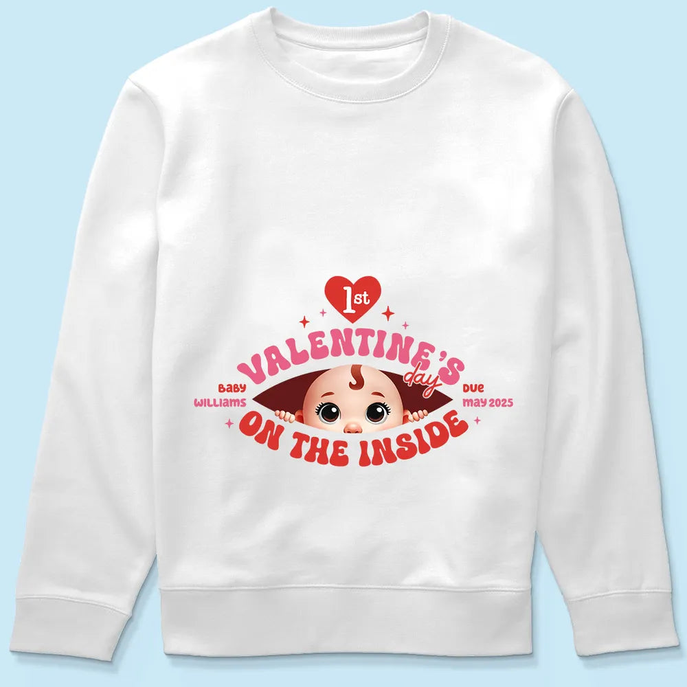 Valentine’s Day Maternity Shirt – Customizable “Baby Is Coming” Classic Tee & Women’s Tee for Expecting Moms