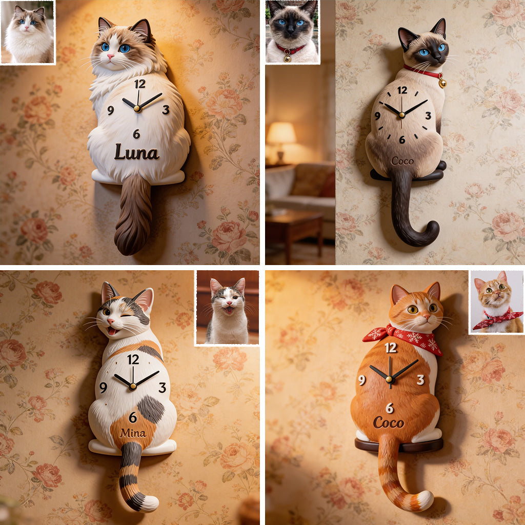 It’s Feeding Time! - Personalized Cat Acrylic Wall Clock