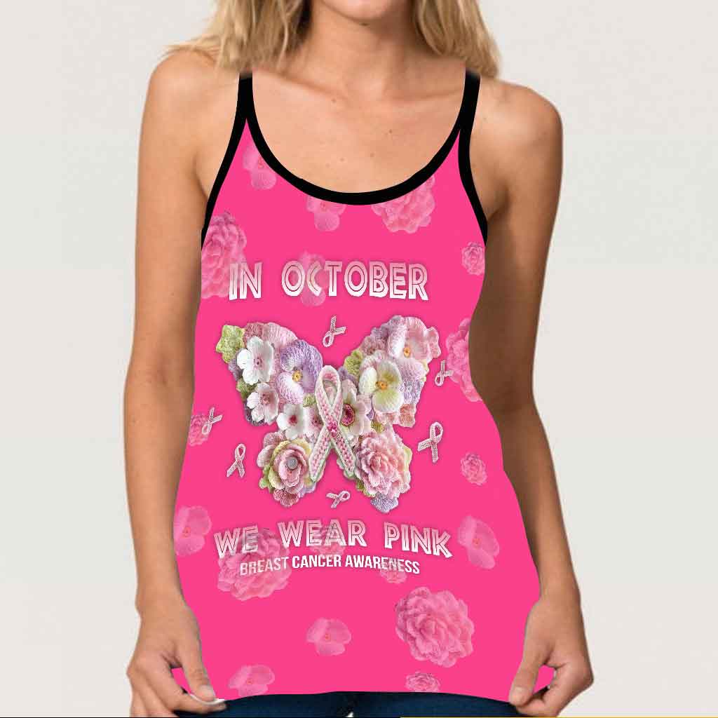 In October We Wear Pink - Breast Cancer Awareness 3D Printed Cross Tank Top