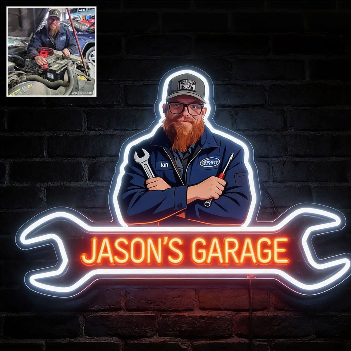 Gift For Him, Father's Day Gift - Personalized Garage LED Light Acrylic Sign