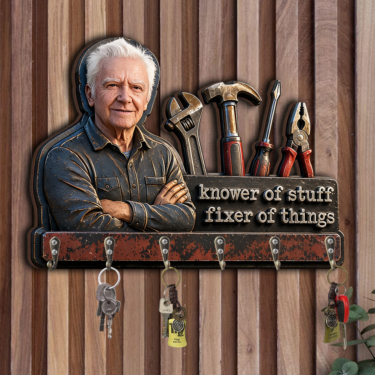 Father's Day Gift Idea - Personalized Father Custom Shaped Hanging Rack