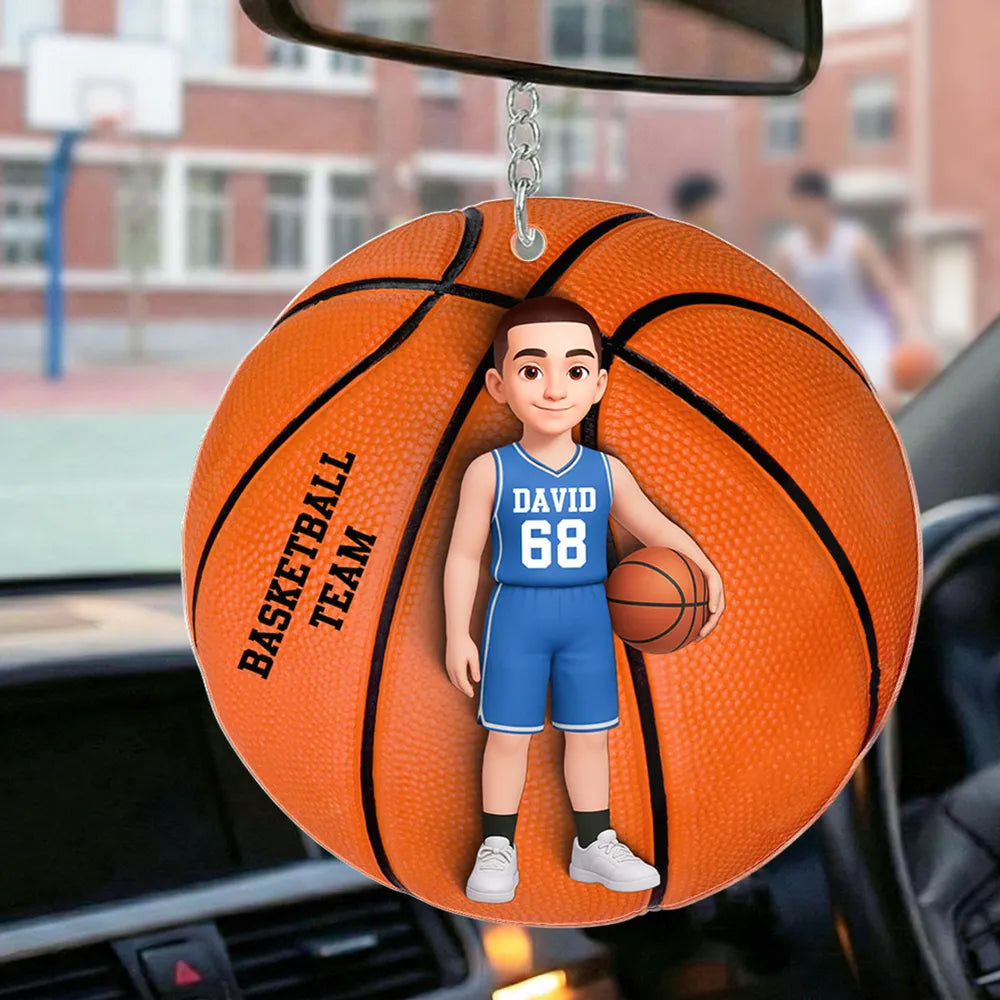 Personalized Basketball Player Acrylic Keychain, Cute Cartoon Sports Charm for Bags or Keys, Unique Gift for Her