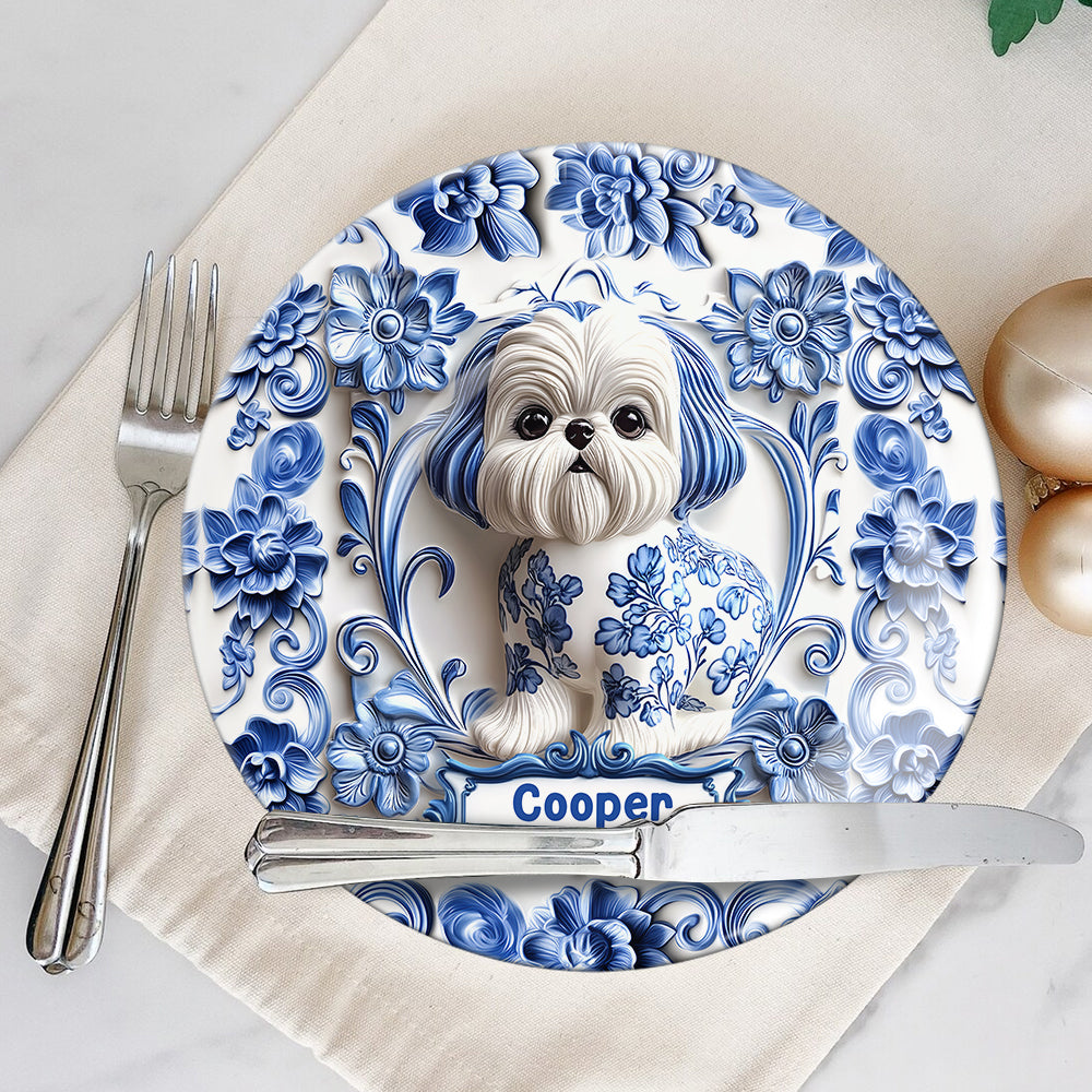 Cute Dog - Personalized Dog Ceramic Round Plate