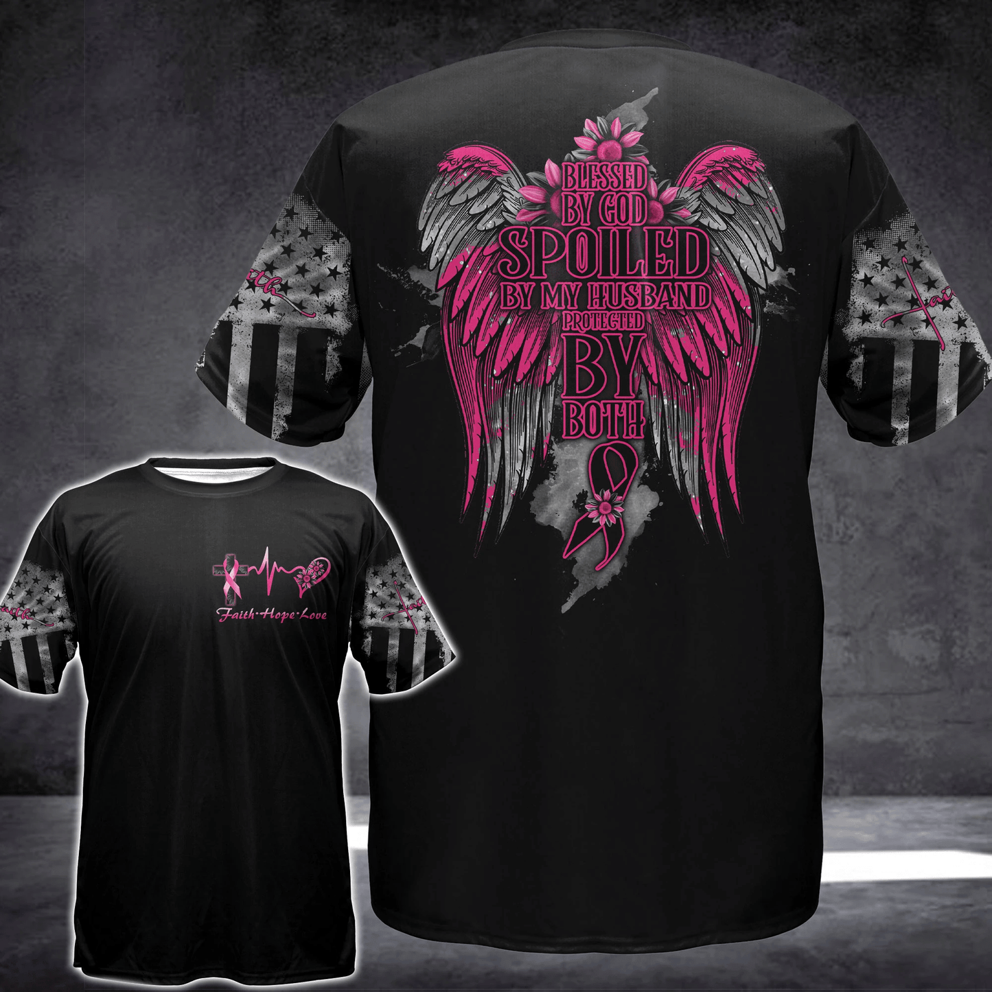 Blessed By God Breast Cancer - Breast Cancer Awareness All Over T-shirt and Hoodie 0822