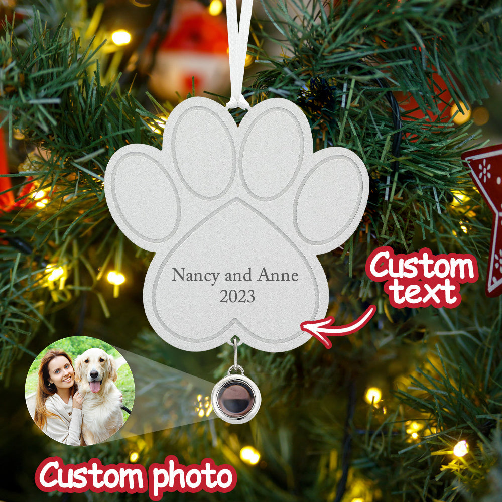 Dog Mom/ Cat Mom/ Dog Dad... - Personalized Dog Paw Projection Ornament