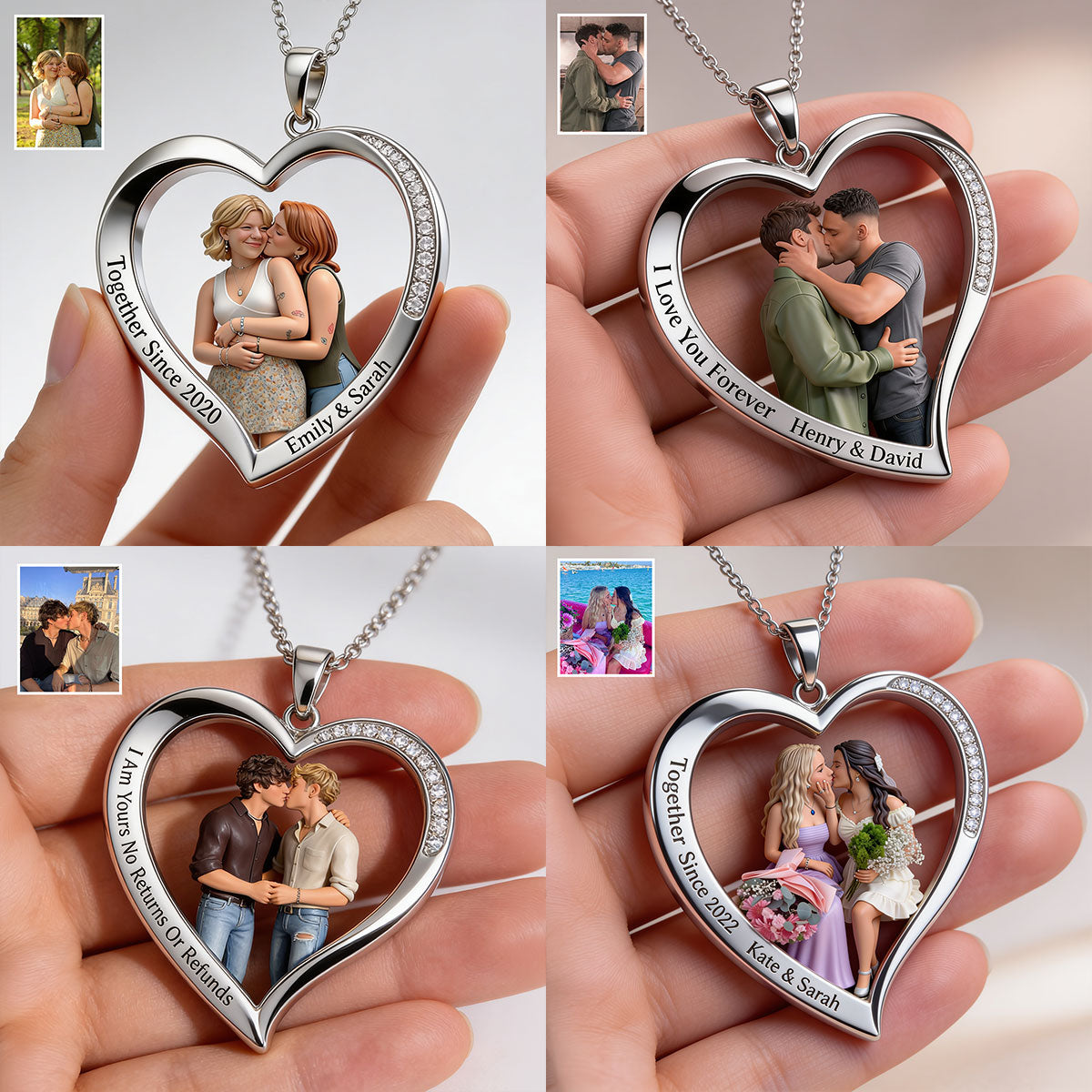 I Love You - Personalized LGBT Support Shaped Metal Pendant Necklace