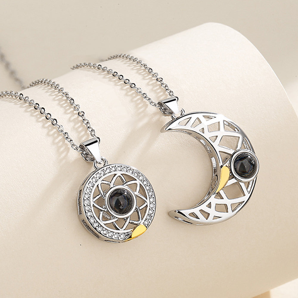 Personalized Sun And Moon Couple Projection Necklace