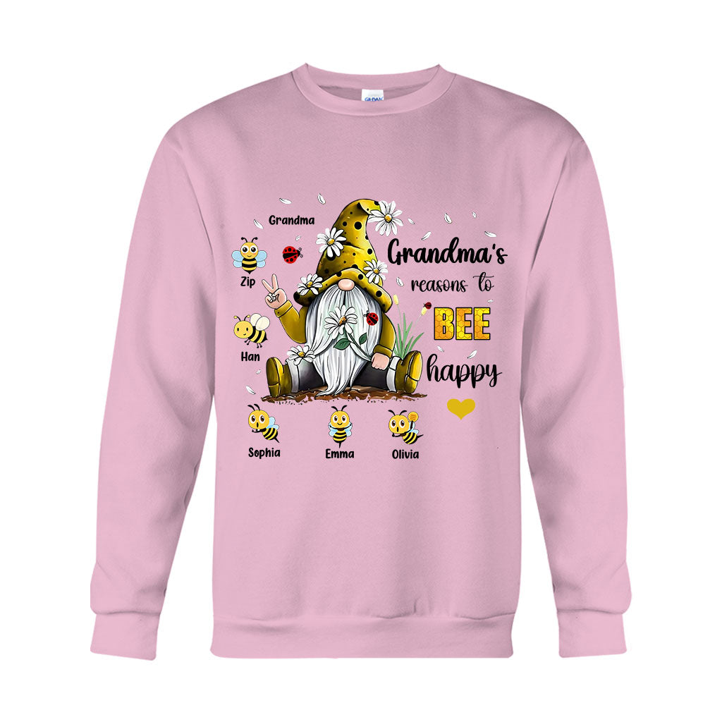 Grandma's Reasons To Bee Happy - Personalized Grandma T-shirt And Hoodie