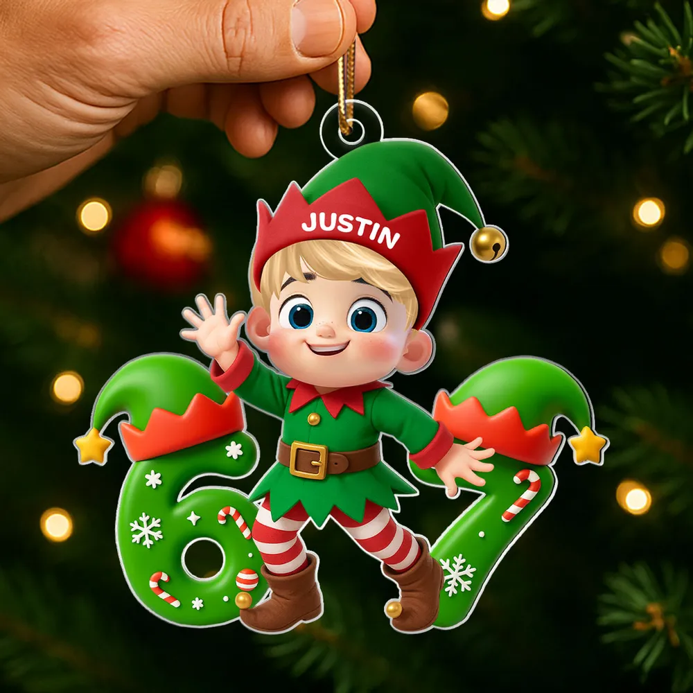 Personalized Christmas Elf Acrylic Ornament for Kids – Cute 6 7 Design, Festive Decor & Unique Holiday Gift