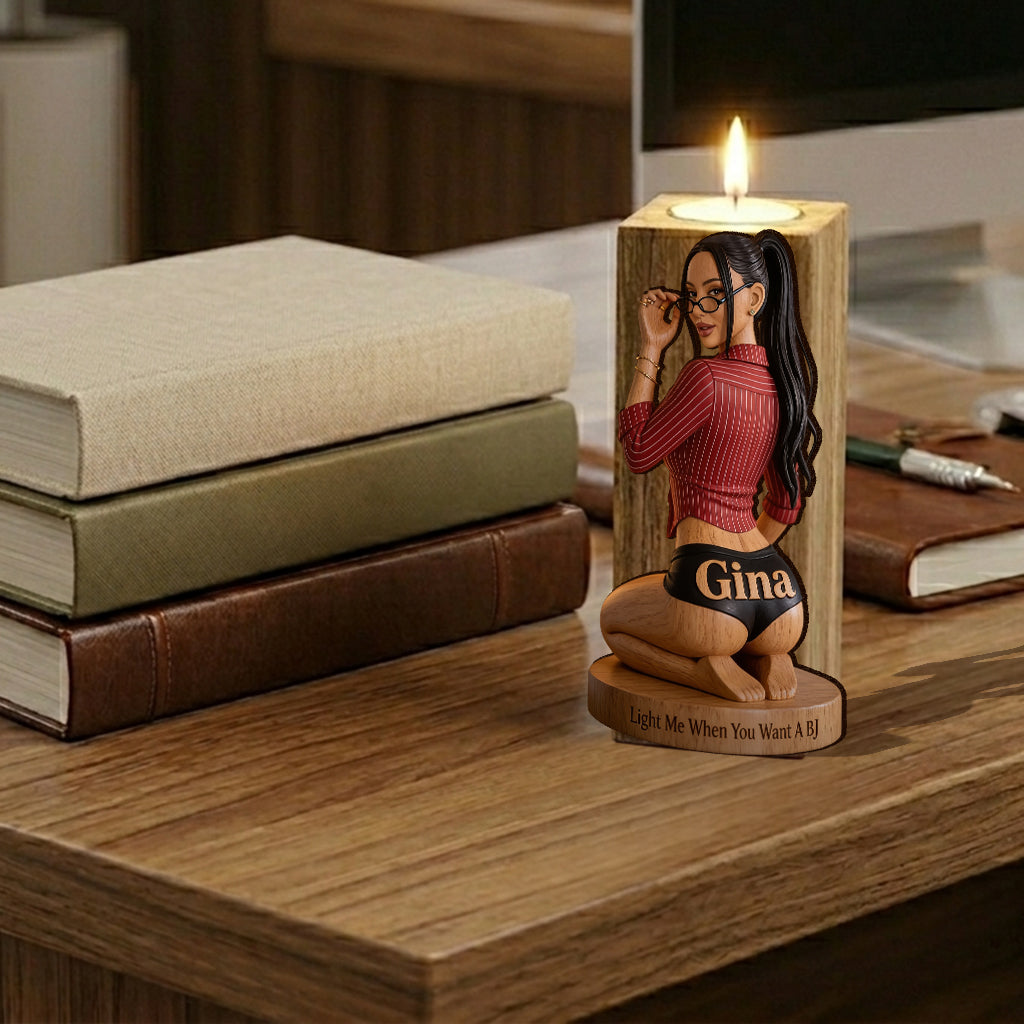 Light Me - Personalized Spicy Couple Custom Shape Wooden Candle Holder