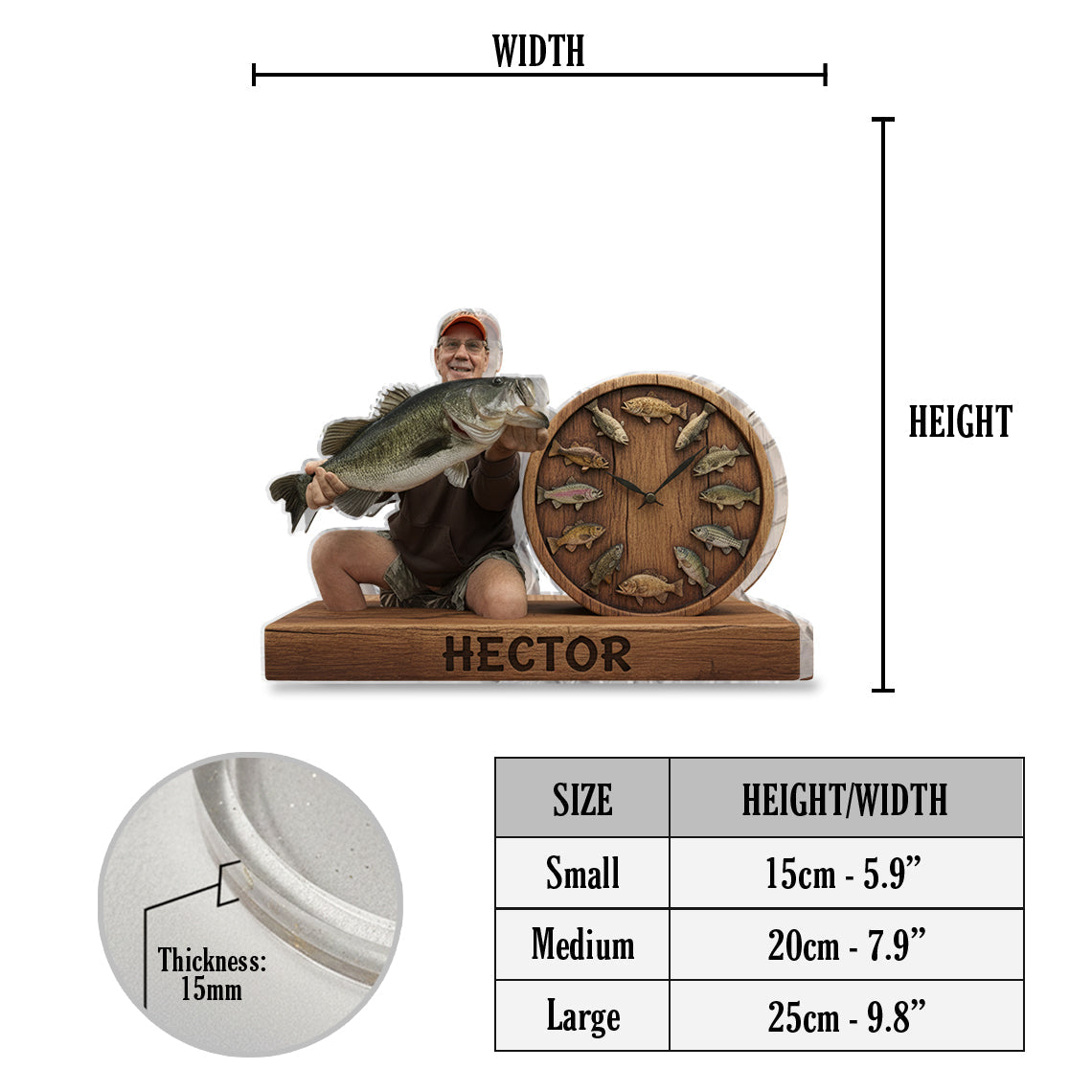 It's Always Fish O'clock - Personalized Fishing Desk Clock Plaque